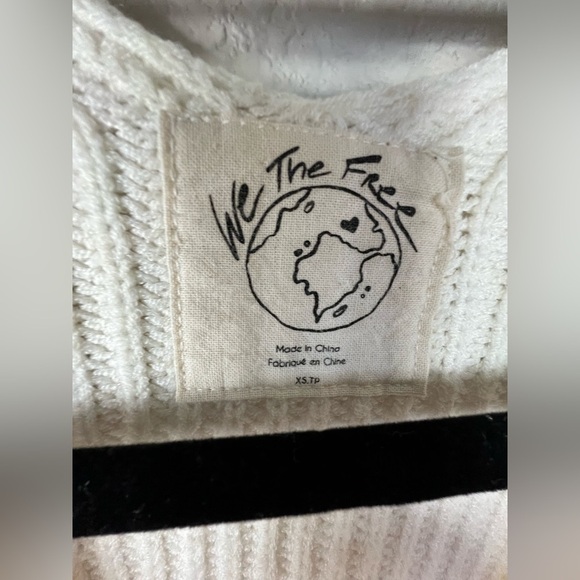 Free people vanguard chunky knit oversized bubble sleeve cream sweater XS - Picture 8 of 8